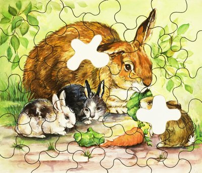 Puzzle de la famille lapin - English School